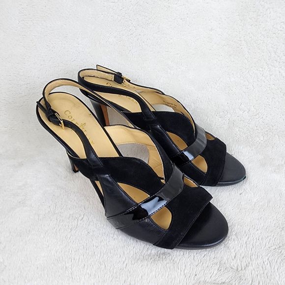 Cole Haan Womens Black Suede Leather Strappy Slingback High Heels Sandals 6.5B - Picture 1 of 13